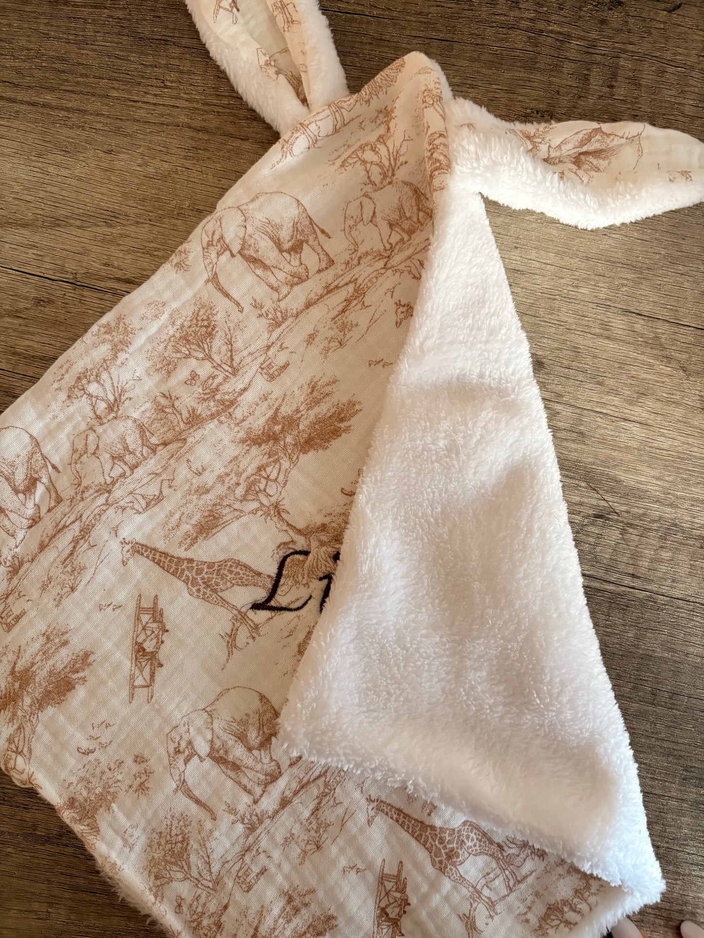 Doudou lange personnalisé – Collection Safari