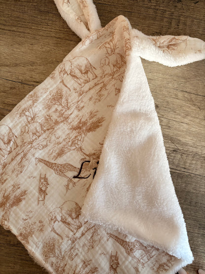 Doudou lange personnalisé – Collection Safari