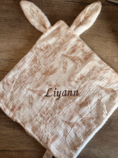 Doudou lange personnalisé – Collection Safari