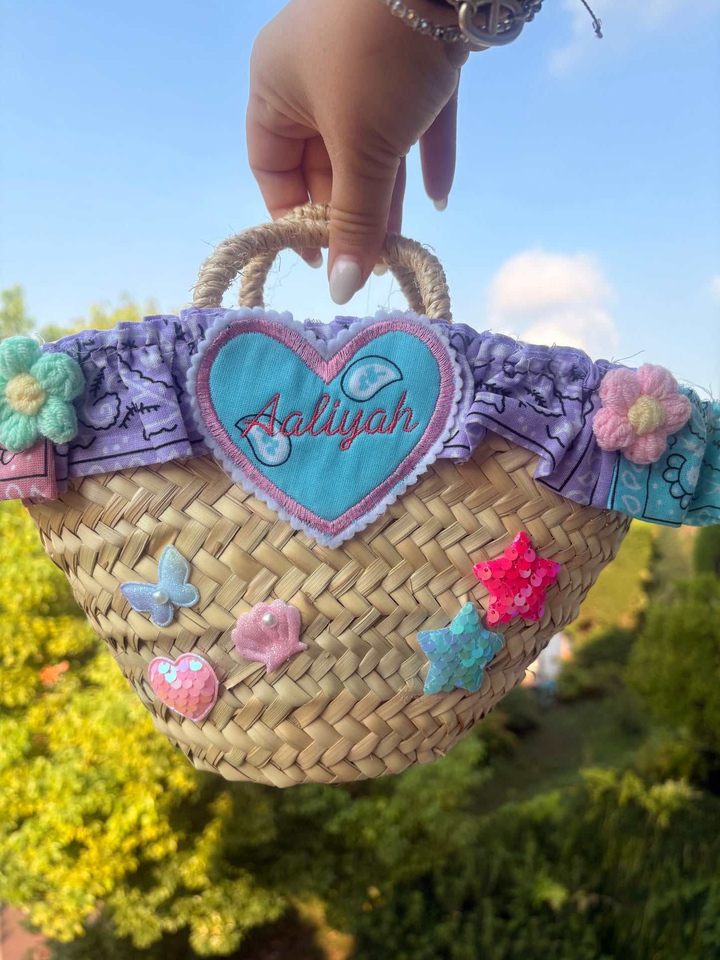 Petit panier de plage - Prénom brodé